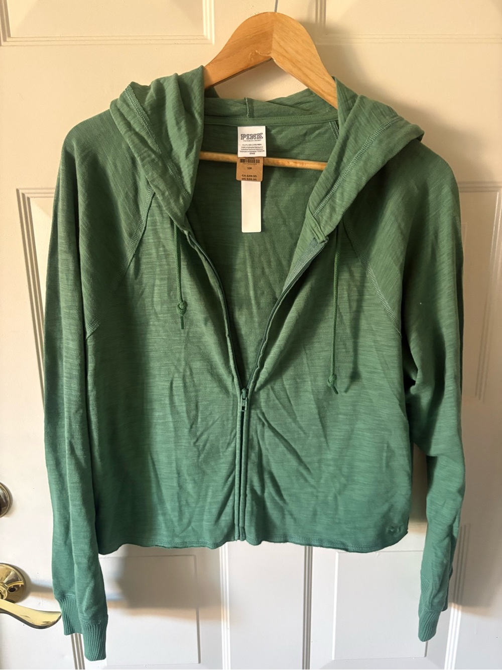 PINK Victoria's Secret Olive Green Zip Hoodie